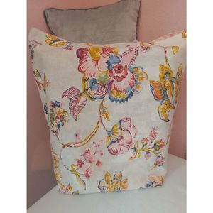 🐸 Tote Bag Canvas Large shoulder strap Handmade lined Flowers